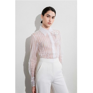 Chemise prête à être expédiée pour femmes, BLUSE À RAYURES SERPENTINES, entièrement en soie, respirante, nouvelle chemise à manches évasées en CUPRO, élégante pour femmes - Product Image 2