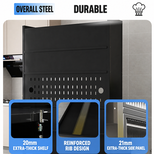 Armario de Cocina Metálico Resistente, Gran Capacidad, Múltiples Compartimentos, Alacena con Organizador de Panel Perforado, Ahorro de Espacio - Product Image 3