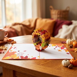 Carte pop-up 3D tendance, best-seller, design personnalisé, fleur en papier faite à la main, couronne de Thanksgiving et du Nouvel An chinois - Product Image 5