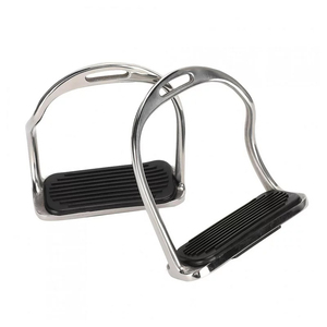 Estribos de acero inoxidable con almohadilla de goma negra, equipo de equitación, estribos metálicos duraderos para montar a caballo - Product Image 1