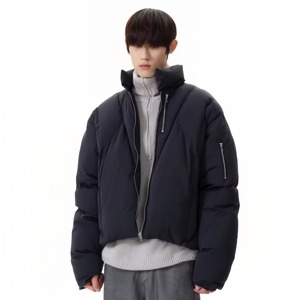 Chaqueta de Plumón Negra Personalizada de Alta Calidad para Hombre, Informal, para Exteriores, Resistente al Viento, Impermeable, Transpirable, con Cierre, Tallas Grandes - Product Image 6