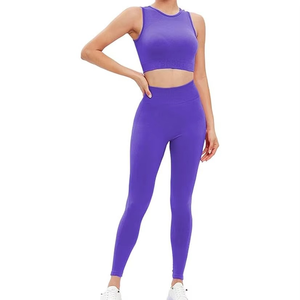 Ensemble de yoga sans couture grande taille aux couleurs personnalisées pour femmes, ensembles de sport pour la gym et l'entraînement, extensible dans quatre directions, écologique et respirant - Product Image 1