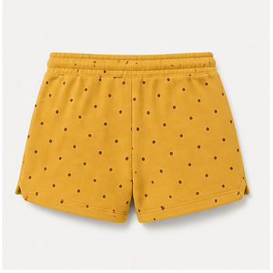 Shorts de détente personnalisés pour femme, couleur moutarde, à pois, coupe décontractée, avec cordon de serrage, en coton bouclé French Terry - Product Image 2