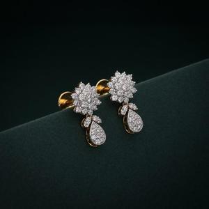 Striking Round Pear Lab Grown <b>Diamond</b> Linear <b>Dangle</b> <b>Earrings</b> IGI Certified Trendy Yellow Gold for Celebrations & Mom Gifts - Product Image 1