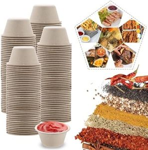 Contenants de sauce en bagasse durables pour la préparation de repas et les commandes à emporter – Gobelets de 2 oz pour garnitures de crème glacée et sauces de dessert - Product Image 5