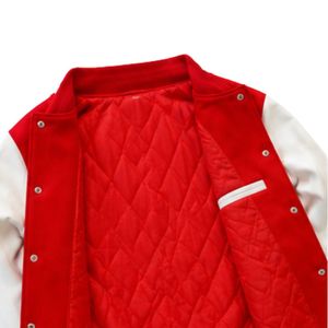 Veste universitaire pour homme grande taille de haute qualité, corps en laine rouge, manches en cuir blanc, respirante, coupe oversize, style streetwear - Product Image 5