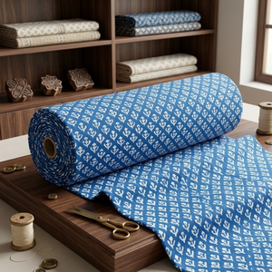 Tela de Algodón con Estampado a Mano Buti en Azul Índigo, Suave y Transpirable, para Prendas Femeninas, Vestidos, Kurtis, Costura y Manualidades - Product Image 5