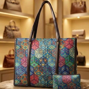 Bolso Tote de Moda para Mujer, Jacquard Multicolor Premium, con Cierre de Cremallera y Bolsa de Hombro a Juego - Product Image 1