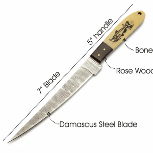 Cuchillo de filetear hecho a mano de acero de Damasco, cuchillo de pesca, el mejor regalo para amantes de la pesca, cuchillo personalizado - Product Image 2