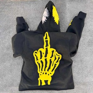 เสื้อฮู้ดดี้ทรงหลวมปักลายคุณภาพพรีเมียม พร้อมกราฟิกแบบกำหนดเอง ขอบแขนเสื้อแบบริบ ผ้าฝ้ายฟอกสีซีดแบบซันเฟด มีกระเป๋า - Product Image 2