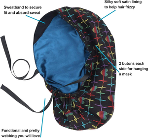 Ciao cappellini con fodera in raso con stampa a cartoni animati da donna foderati in raso cappelli da infermiera con stampa stampa a coda di cavallo - Product Image 3