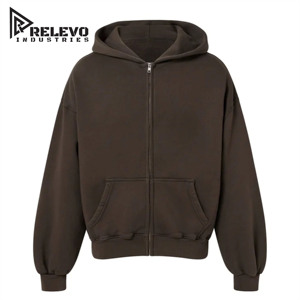 เสื้อฮู้ดซิปผู้ชายทรงโอเวอร์ไซส์ ยี่ห้อ Relevo Industries ผ้าฟลีซพิมพ์ลาย สวมใส่สบายๆ สำหรับฤดูใบไม้ผลิ ผลิตจากผ้าฝ้าย 100% ซักแล้วสำหรับใส่ที่แขนเสื้อ - Product Image 1