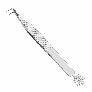 Pince à épiler pour extensions de cils à 90 degrés avec pince à cils en forme de flocon de neige en acier inoxydable, impression de logo personnalisée, service OEM - Product Image 1