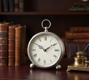 Vintage Style Desk <b>Clock</b> With Roman Numerals And Quartz Movement Traditional Design Circular Shape Battery Operational - Product Image 5