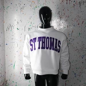 Sudadera ST THOMAS WHITE con cuello alto, 100% morado, con apliques bordados, cuello ancho, URBAN PRODUCTIONS - Product Image 2