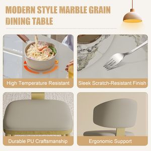 59 \ "moderno tavolo da pranzo con Base a clessidra in acciaio inossidabile oro di lusso Set da cucina antigraffio resistente al calore in marmo per 4-6 - Product Image 6