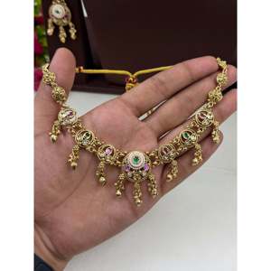 Indian Ethnic Nalini Heritage <b>Gold</b>-Plated Steel Bridal Necklace & Earring <b>Set</b> - Product Image 3