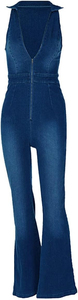 Combinaison en jean personnalisée pour homme, sexy, coupe slim, sans manches, col en V, taille haute, imprimée, mode hiver - Product Image 5