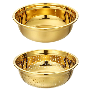 Colador de Cocina de Acero Inoxidable Dorado para Escurrir, Tamizar y Freír Alimentos, para el Hogar, Cocina y Restaurante - Product Image 6