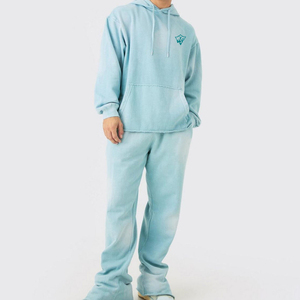 Conjunto Deportivo Premium de Algodón Grueso con Efecto Desgastado por el Sol, Fabricación Directa de Fábrica - Product Image 1