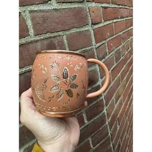 Taza Moscow Mule con Diseño Floral, 100% Cobre, Artesanal, Ecológica, con Aislamiento para Bebidas Frías/Calientes, para Fiestas y Bares - Product Image 5