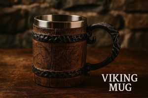 Premium Wooden Beer <b>Mug</b> with Stainless Steel Liner Handcrafted Viking Tankard Rustic Barrel Style Drinking <b>Mug</b> for Beer Coffee - Product Image 4