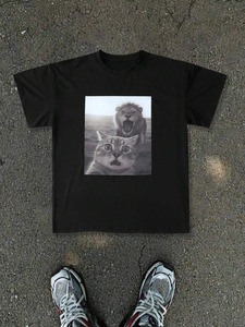 Men's <b>cat</b> print short-sleeved <b>T</b>-shirt, men's casual outdoor fun <b>cat</b> <b>T</b>-shirt, source factory, customization available.F10 - Product Image 2