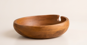 Plato redondo de madera de nogal con ranura, utensilio de madera de mango, tazón para servir, elegante vajilla, centro de mesa - Product Image 4