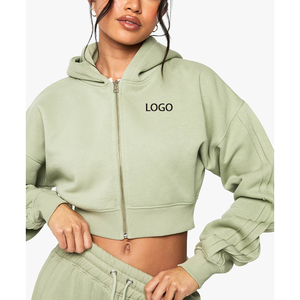 เสื้อฮู้ดโอเวอร์ไซส์พิมพ์ลายกราฟิก 3 มิติ ผ้าฝ้าย 100% ปี 2026 ลายเรียบ แขนยาว ครอปท็อป รับผลิตแบบ ODM เสื้อฮู้ดผู้หญิงสั่งทำพิเศษ - Product Image 1