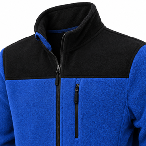 Men's sage green Color Block polar <b>Fleece</b> Jacket Stand Collar Zipper Pockets Winter Warm Coat <b>sherpa</b> - Product Image 6