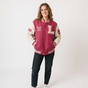 Chaqueta Varsity para Mujer, Manga Larga, Parches Bordados, Puños Acanalados, Cuello Redondo, Ropa de Calle de Invierno, Chaqueta Varsity con Botones para Mujer - Product Image 5