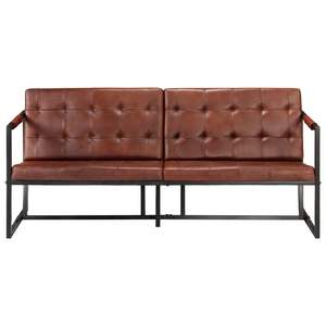 Sofá Industrial de 3 Plazas en Cuero de Cabra Marrón con Estructura de Acero con Recubrimiento en Polvo para Sala de Estar, Modelo 2023 - Product Image 3