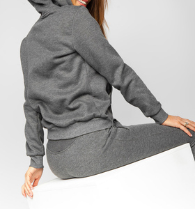 Sweat-shirt et pantalon de survêtement en molleton de coton, taille plus, hiver, uni, vintage, décontracté, avec logo personnalisé - Product Image 5