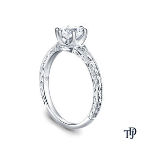 Bague de fiançailles semi-montée en platine personnalisée, style milgrain, inspirée du vintage, design de bijoux fins faits à la main, best-seller - Product Image 4