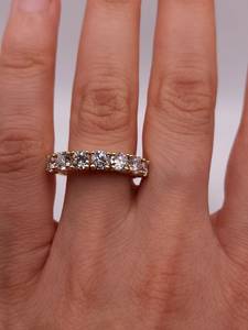 2.50 CT 7 Stone Lab Grown <b>Diamond</b> Gold Band <b>Ring</b> for Women | IGI Certified Luxury Wedding & Anniversary Stackable Bridal Jewelry - Product Image 1