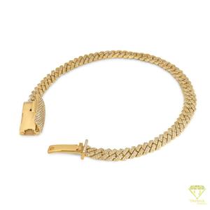 Pulsera de eslabones cubanos de moissanita estilo hip hop en plata de ley 925 con acabado amarillo y diseño brillante helado - Product Image 2
