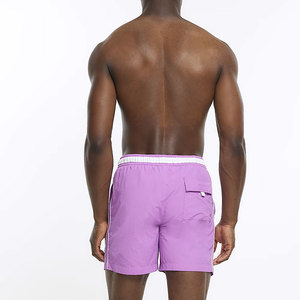 Men's Purple Board <b>Shorts</b> With Side Stripe <b>Quick</b> <b>Dry</b> Drawstring Waist Casual Swimwear <b>Short</b> Length Solid Color Woven Fabric - Product Image 4