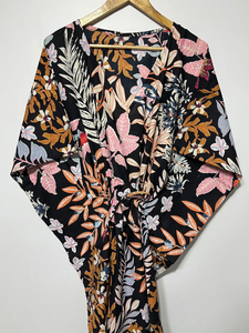 Vestido Kaftán Informal de Verano con Estampado Tropical Digital, de Algodón, para Mujer, Traje de Baño para la Playa, Islas del Pacífico Asiático - Product Image 5