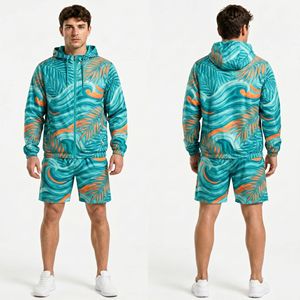 Orange <b>Fire</b> Print Windbreaker Short Set Mens Sublimation Tracksuit Polyester Quick Dry Athletic Training Sportswear Activewear - Product Image 6