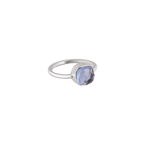 Anillo de Topacio Azul Londres con Engaste de Bisel, Diseño Clásico |   Plata de Ley 925 - Product Image 4
