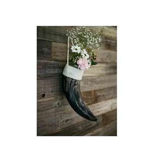 Juego de Jarrones de Flores de Cuerno de Búfalo Antiguo, Hechos a Mano con Cuerno Natural para Decoración Rústica de Interiores, Jarrón de Pared para Bodas - Product Image 1
