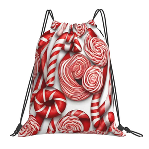 Strawberry Print Polyester <b>Drawstring</b> <b>Backpack</b> With Full Sublimation Design Lightweight Sports Carry Bag For Gym School Travel - Product Image 5