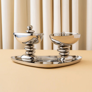 High Quality Metal <b>Silver</b> Incense <b>Burner</b> Set With Stacked Black Bases On A Tray, Perfect For Home Fragrance And Festive Gifting - Product Image 6