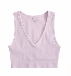 Custom Ribbed Knitted V Neck Vest Casual Breathable Eco Friendly Low Neck <b>Crop</b> Tank <b>Tops</b> Super Stretch Summer <b>TOPS</b> for Women - Product Image 4