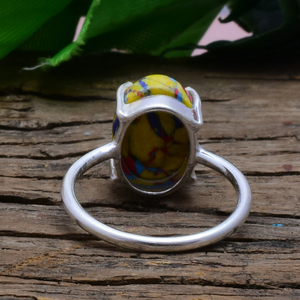 Mosaic Jasper <b>Silver</b> <b>Ring</b> <b>925</b> Sterling <b>Silver</b> Prong Setting Handmade Natural Jasper Gemstone <b>Ring</b> Statement Jewelry for Her - Product Image 3