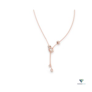 Collier en or rose avec diamant de laboratoire rond en forme de Y, 0,46 ct, en or massif 14 carats - Product Image 3