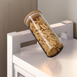 Open-Door Multilevel Kitchen Cabinets Household <b>Microwave</b> <b>Storage</b> with Side Bowls Floor to Ceiling Organizer - Product Image 5