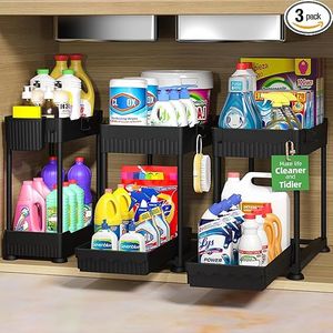 Set di 3 Organizzatori Sottolavello a 2 Livelli con Cassetti Scorrevoli Multiuso per Cucina e Bagno - Product Image 2
