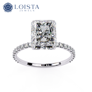 Bague de fiançailles en diamant solitaire taille radiant cultivé en laboratoire, avec diamant cultivé en laboratoire certifié IGI, pour bijoux classiques - Product Image 2
