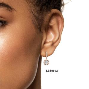 Pendientes Colgantes de Diamantes Redondos con Corte Brillante, Engastados en Bisel, Oro Sólido de 14K, Diamantes Naturales de Laboratorio, Regalo de Cumpleaños o Aniversario - Product Image 6